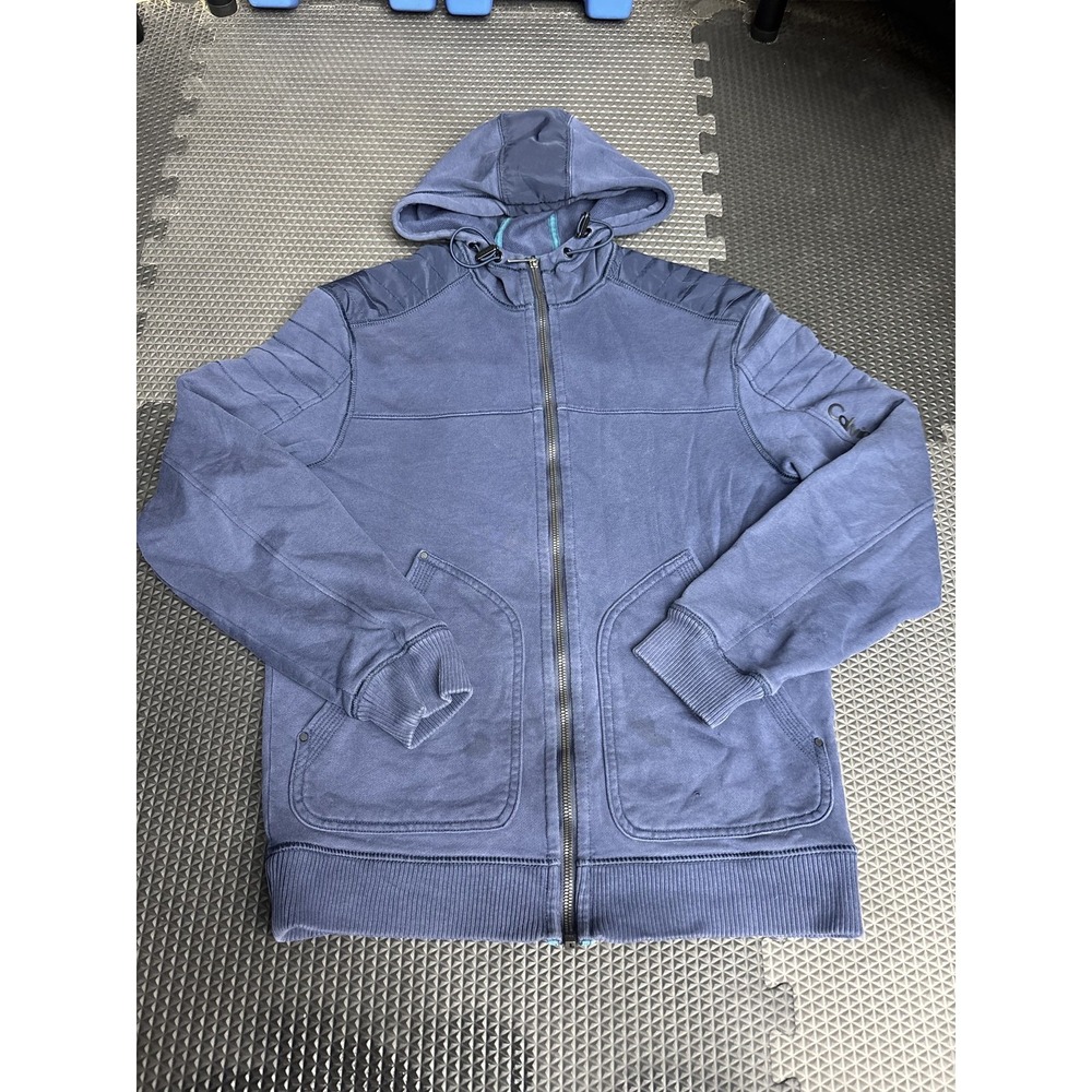 Calvin Klein Men's Blue Full Zip Hoodie Sweatshirt Size S/P Padded Shoulders